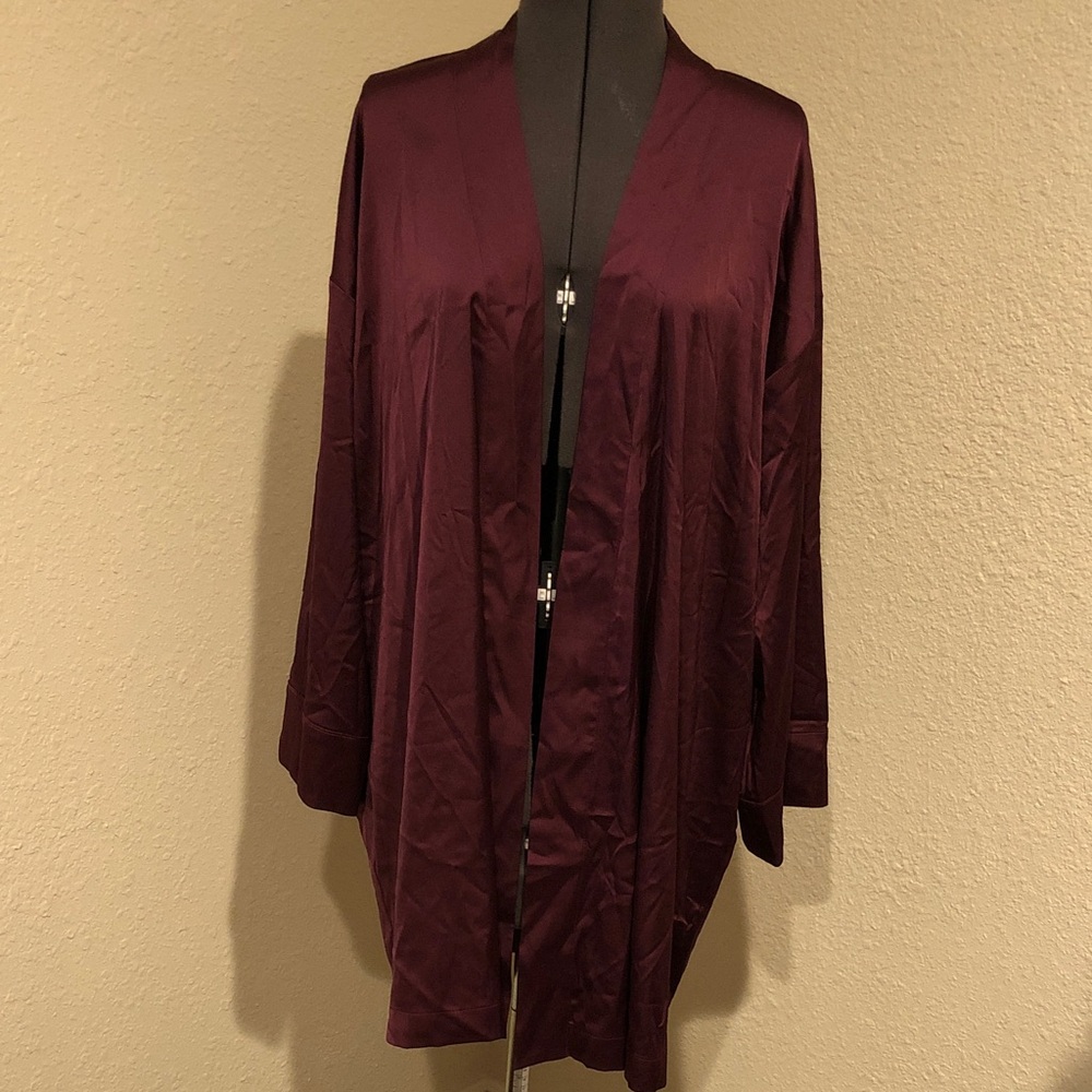 NWOT Burgundy Open Front Kimono